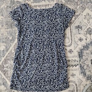 Loveappella Navy and Cream Textured Maternity Top